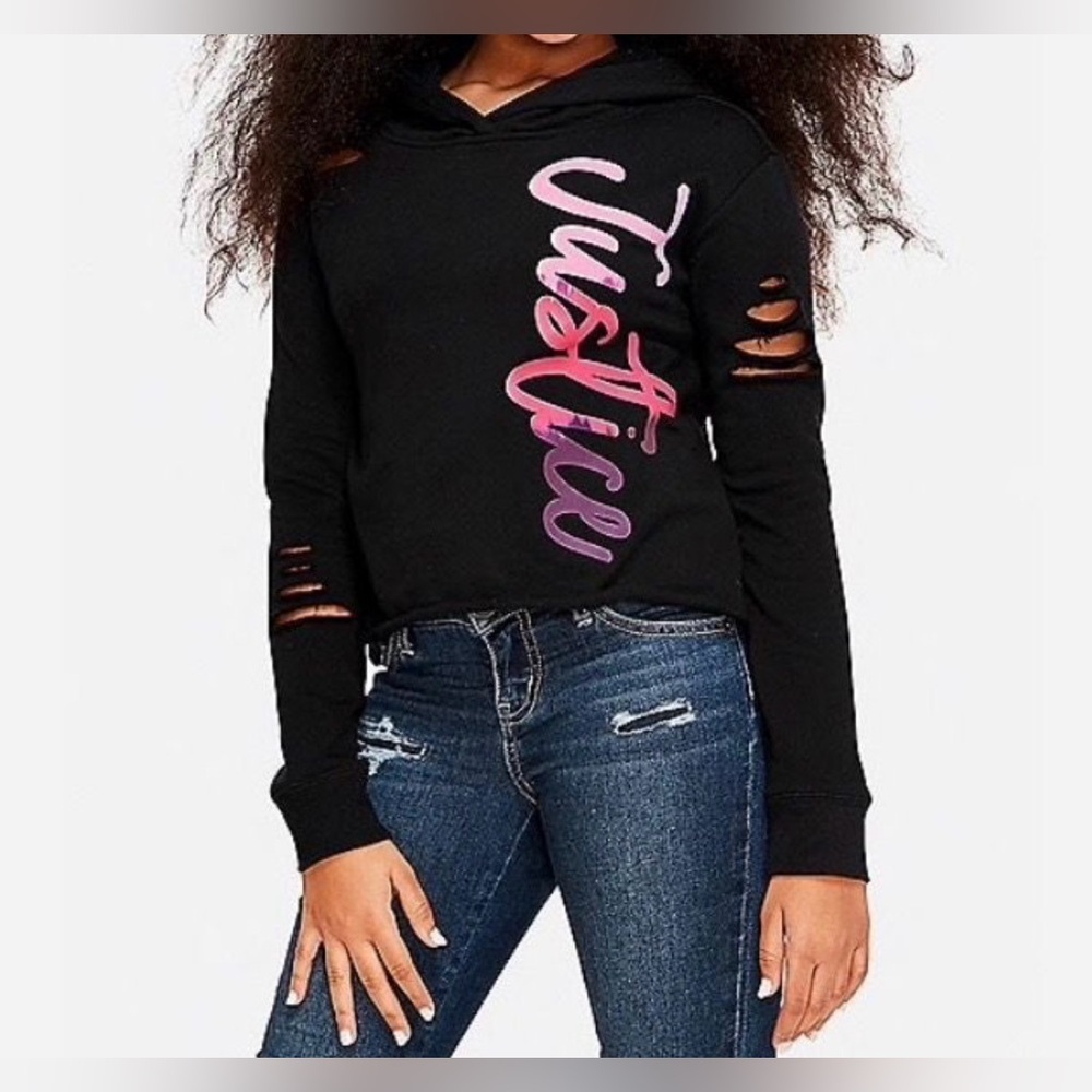 💥Justice Ripped Distressed Hoodies Black Size 18 Plus